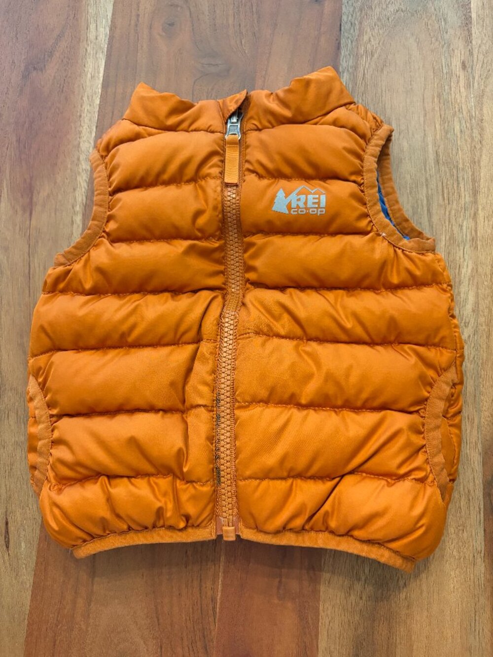 REI Baby's Reversible 650 Down Vest Size 18 Months Rust/Slate Blue